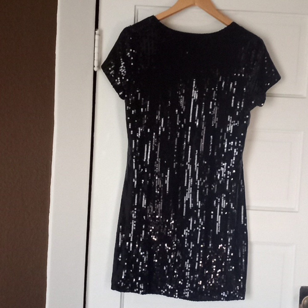 SOLD Anthropologie Dress Tulle Black Sequin Embellished Midi A-Line Stretch - Picture 5 of 12